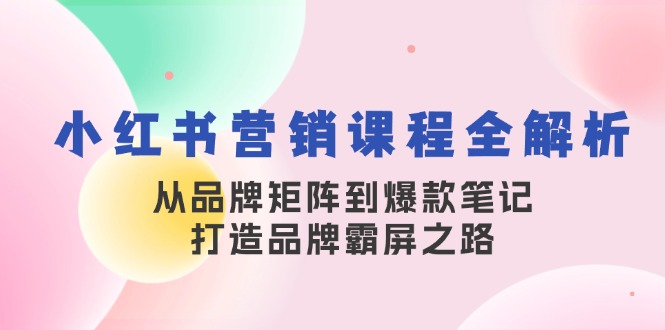 小红书营销课程全解析，从品牌矩阵到爆款笔记，打造品牌霸屏之路-博格网创