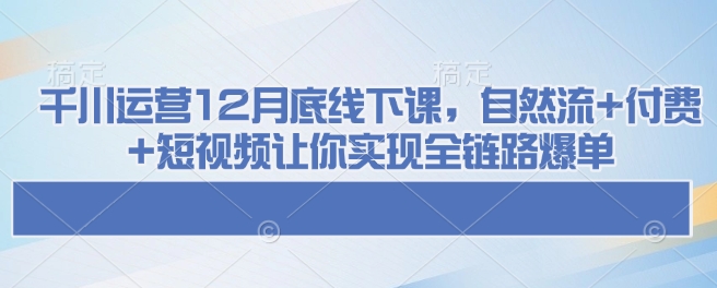 千川运营12月底线下课，自然流+付费+短视频让你实现全链路爆单-博格网创