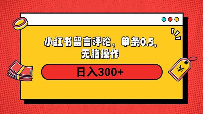 小红书评论单条0.5元，日入300＋，无上限，详细操作流程-博格网创