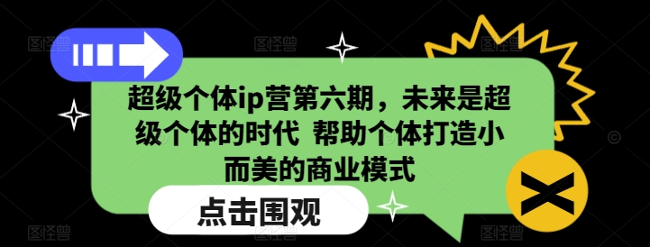 超级个体ip营第六期，未来是超级个体的时代  帮助个体打造小而美的商业模式-博格网创