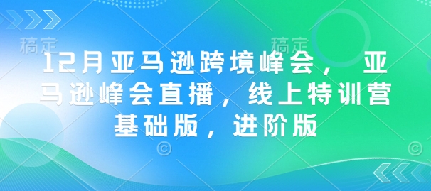 12月亚马逊跨境峰会， 亚马逊峰会直播，线上特训营基础版，进阶版-博格网创