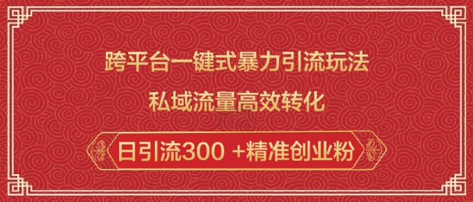 跨平台一键式暴力引流玩法，私域流量高效转化日引流300 +精准创业粉-博格网创