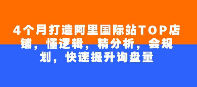 4个月打造阿里国际站TOP店铺，懂逻辑，精分析，会规划，快速提升询盘量-博格网创