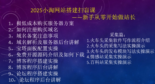 2025小淘网站搭建扫盲课，新手从零开始做站长-博格网创