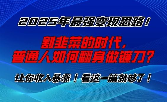 2025年最强变现思路，割韭菜的时代， 普通人如何翻身做镰刀？【揭秘】-博格网创