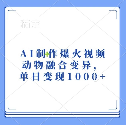 AI制作爆火视频，动物融合变异，单日变现1k-博格网创