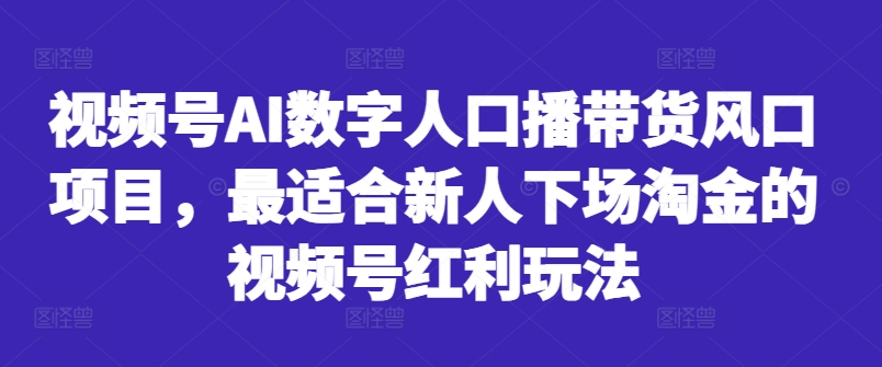 视频号AI数字人口播带货风口项目，最适合新人下场淘金的视频号红利玩法-博格网创