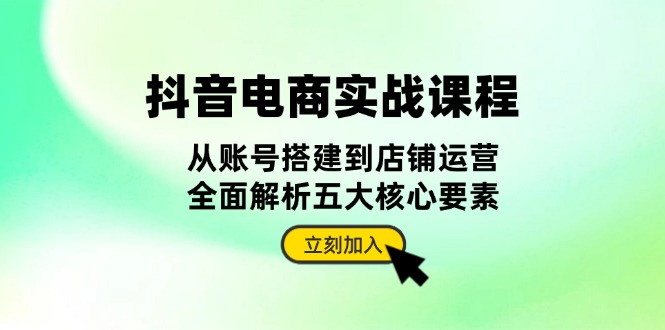 抖音 电商实战课程：从账号搭建到店铺运营，全面解析五大核心要素-博格网创