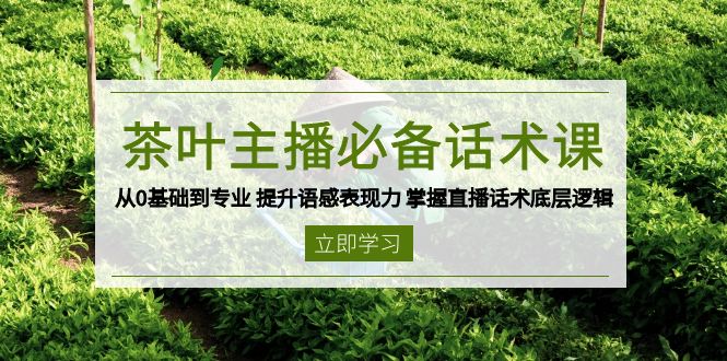 茶叶 主播必备话术课 从0基础到专业 提升语感表现力 掌握直播话术底层逻辑-博格网创