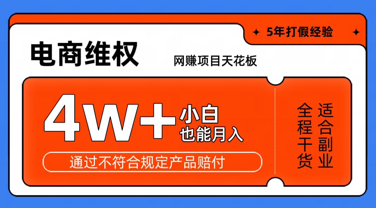 网赚项目天花板电商购物维权月收入稳定4w+独家玩法小白也能上手-博格网创