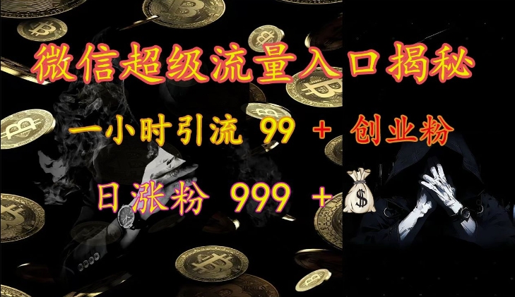 微信超级流量入口揭秘：一小时引流 99 + 创业粉，日涨粉 999 +-博格网创